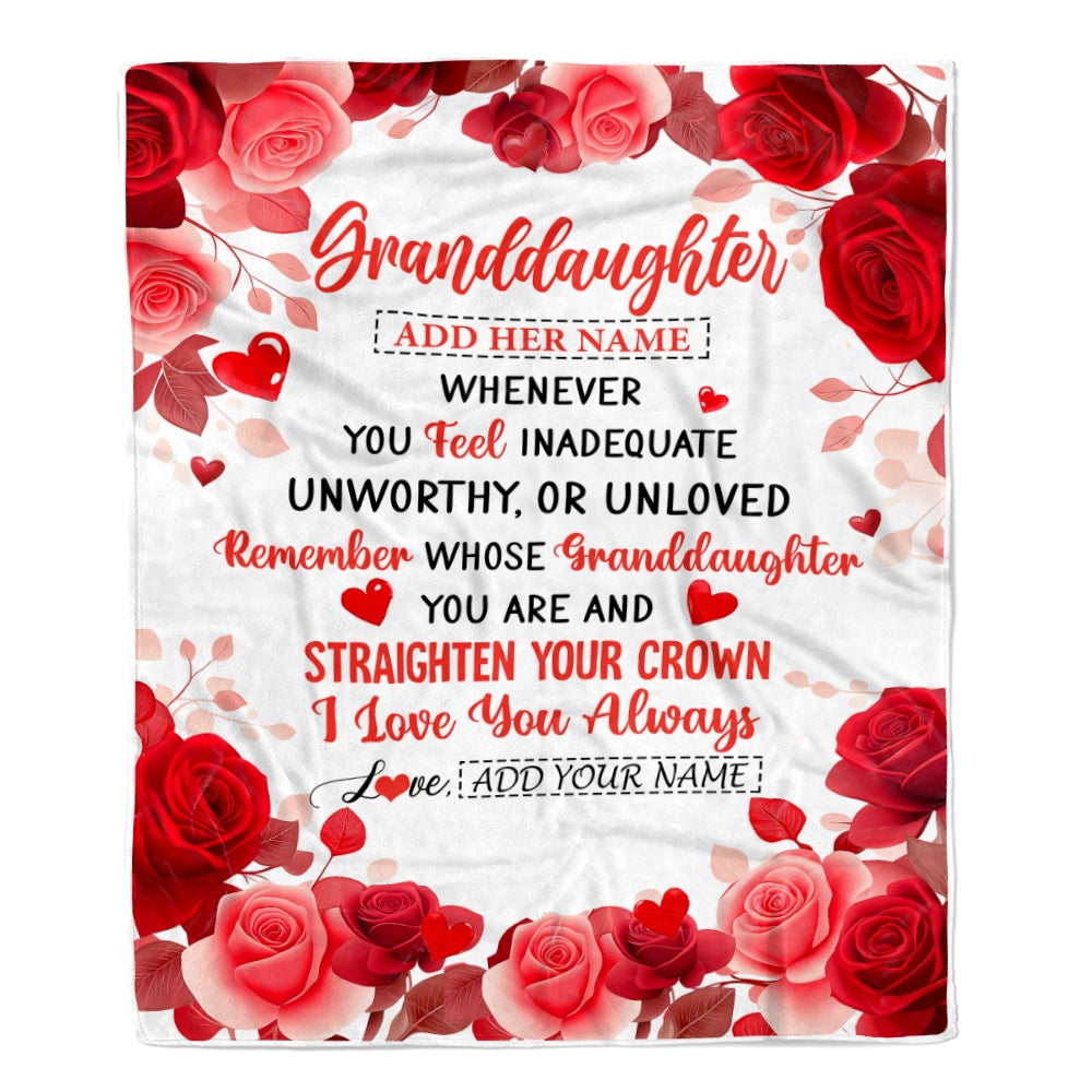 Personalized To My Granddaughter Gifts From Grandma Grandpa Blanket Rose Flower Anniversary Birthday Gifts Granddaughter Graduation Christmas Fleece Blanket | teecentury