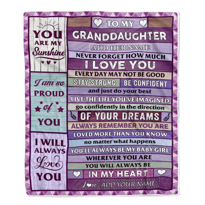 Personalized To My Granddaughter Gifts From Grandma Grandpa Blanket Wood Purple Gifts Grown Granddaughter Birthday Gifts Graduation Christmas Fleece Blanket | teecentury