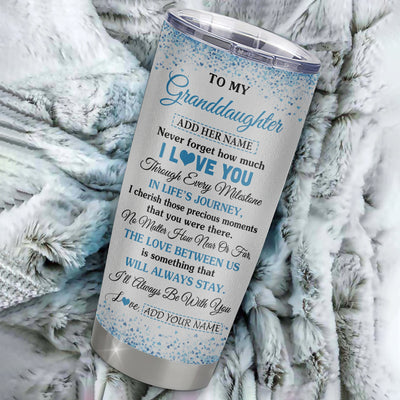 Personalized To My Granddaughter Gifts From Grandma Grandpa Tumbler Blue Tree Butterfly Birthday Gifts For Granddaughter Graduation Christmas Custom Cup Travel Mug | teecentury