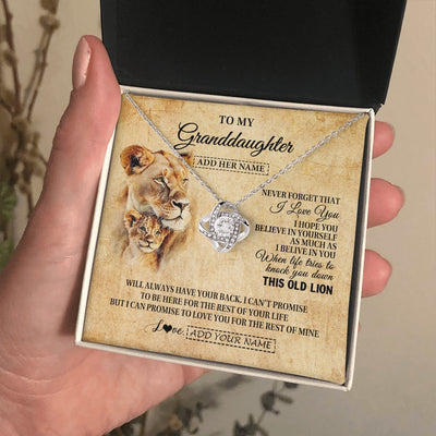Love Knot Necklace 14K White Gold Finish | 2 | Personalized To My Granddaughter Gifts From Grandma Lion Necklace I Love You Granddaughter Birthday Gifts Graduation Christmas Custom Gift Box Message Card | teecentury.myshopify