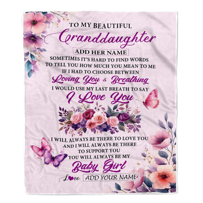 Personalized To My Granddaughter Gifts From Grandma Nana Blanket Purple Floral Loving You Birthday Gifts For Granddaughter Christmas Custom Fleece Blanket Shirt & Hoodie | teecentury