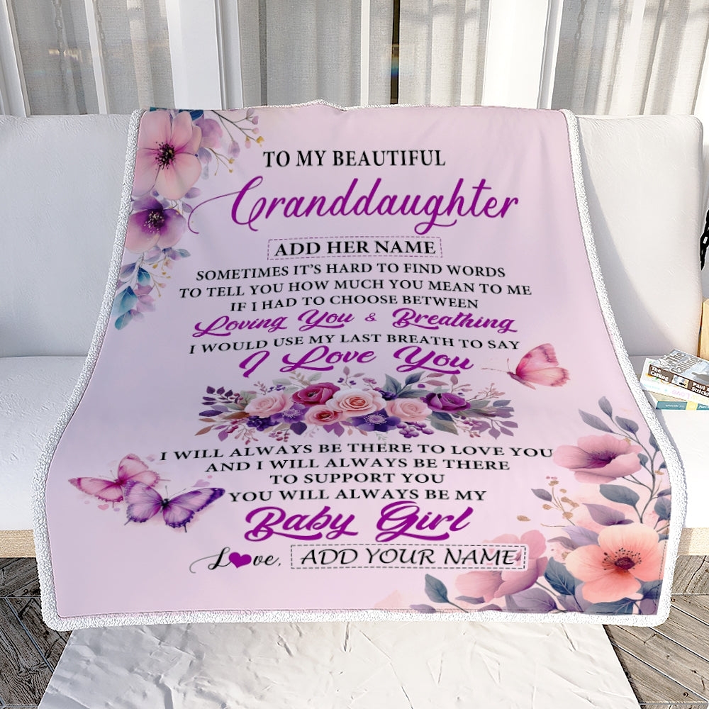 Personalized To My Granddaughter Gifts From Grandma Nana Blanket Purple Floral Loving You Birthday Gifts For Granddaughter Christmas Custom Fleece Blanket Shirt & Hoodie | teecentury