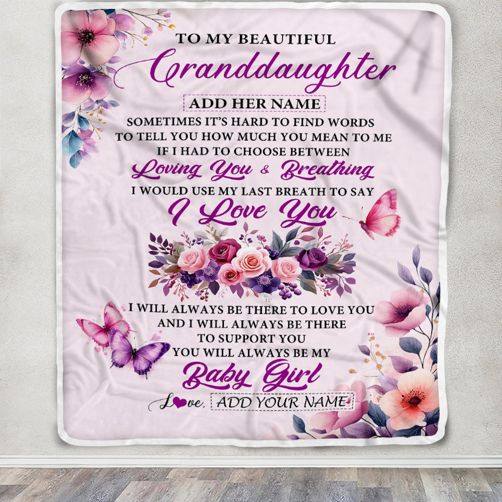 Personalized To My Granddaughter Gifts From Grandma Nana Blanket Purple Floral Loving You Birthday Gifts For Granddaughter Christmas Custom Fleece Blanket Shirt & Hoodie | teecentury