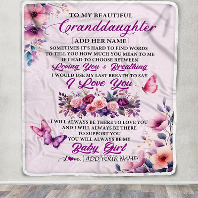Personalized To My Granddaughter Gifts From Grandma Nana Blanket Purple Floral Loving You Birthday Gifts For Granddaughter Christmas Custom Fleece Blanket Shirt & Hoodie | teecentury