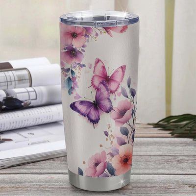 Personalized To My Granddaughter Gifts From Grandma Nana Tumbler Purple Floral Loving You Birthday Gifts For Granddaughter Christmas Custom Stainless Steel Travel Mug Shirt & Hoodie | teecentury