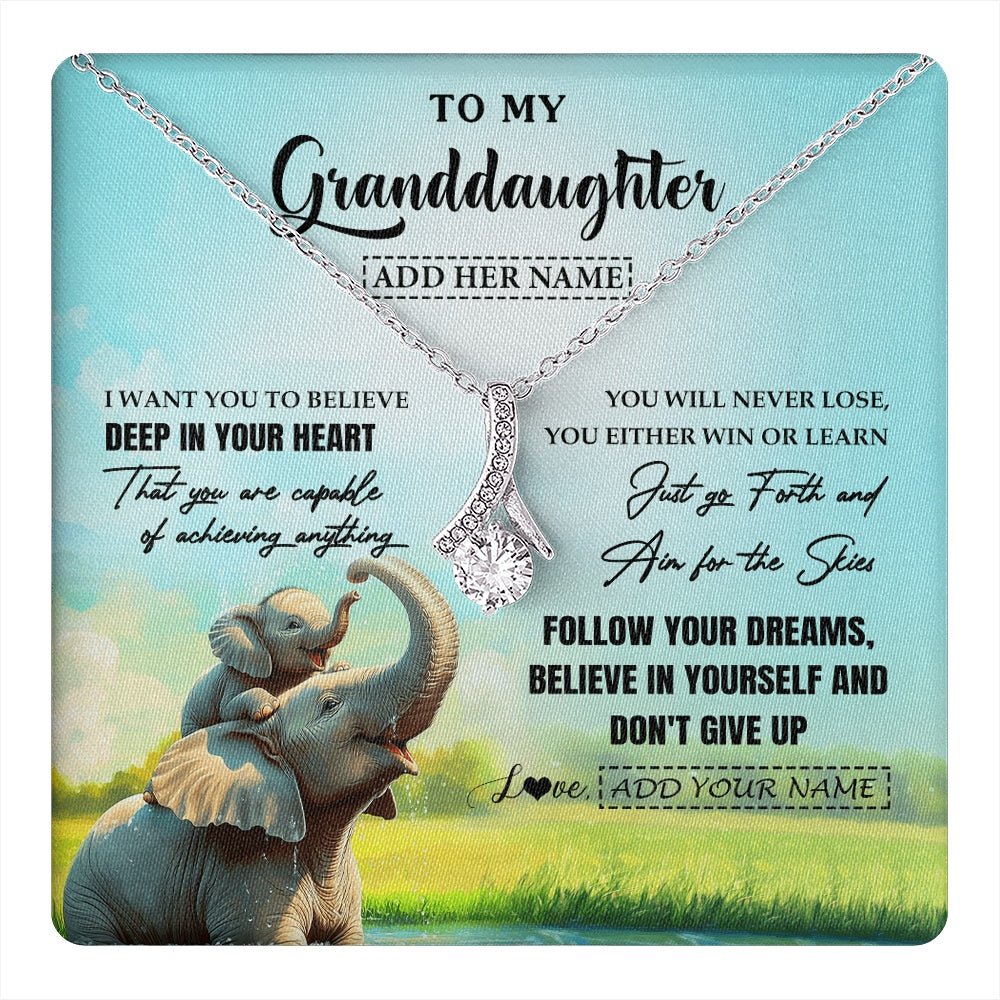 Alluring Beauty Necklace 14K White Gold Finish | 1 | Personalized To My Granddaughter Gifts From Grandma Necklace Don't Give Up Elephant Gifts For Granddaughter Birthday Graduation Christmas Gift Box Message Card | https://teecentury.