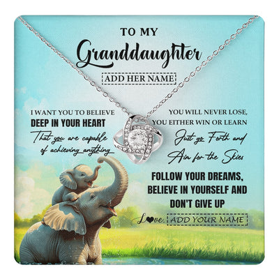Love Knot Necklace 14K White Gold Finish | 1 | Personalized To My Granddaughter Gifts From Grandma Necklace Don't Give Up Elephant Gifts For Granddaughter Birthday Graduation Christmas Gift Box Message Card | https://teecentury.