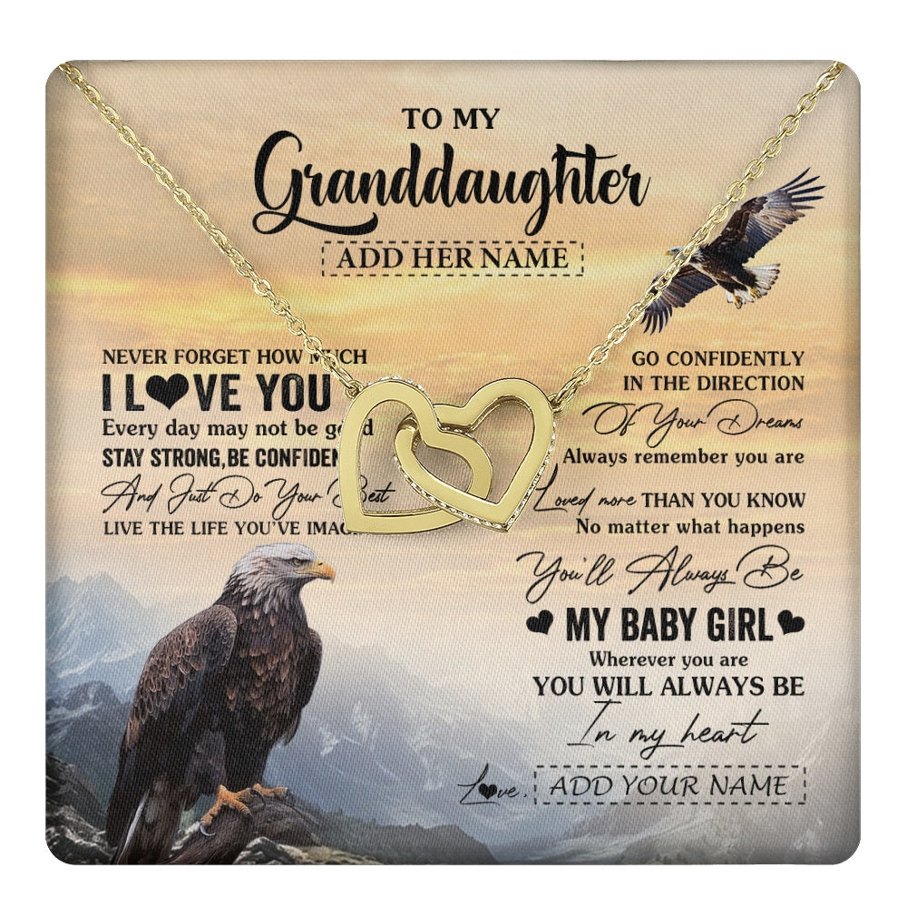 Interlocking Hearts Necklace 18K Yellow Gold Finish | 1 | Personalized To My Granddaughter Gifts From Grandma Necklace Eagle Never Forget How Much I Love You Granddaughter Birthday Christmas Gift Box Message Card | teecentury.myshopify