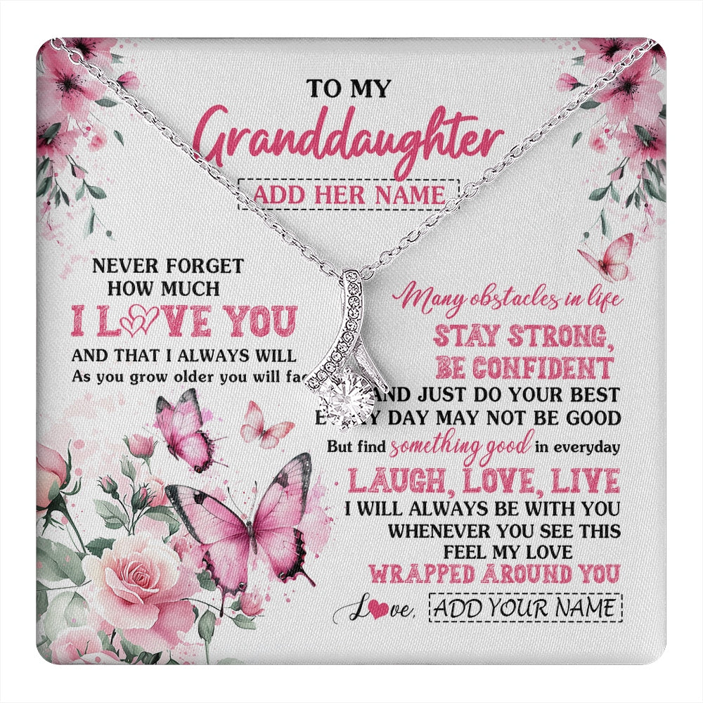 Alluring Beauty Necklace 14K White Gold Finish | 1 | Personalized To My Granddaughter Gifts From Grandma Necklace I Love You Butterfly Birthday Gifts For Granddaughter Christmas Custom Gift Box Message Card | https://teecentury.
