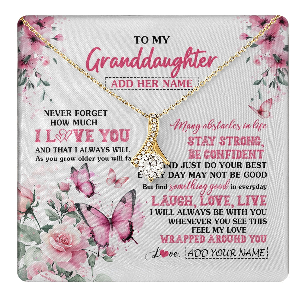 Alluring Beauty Necklace 18K Yellow Gold Finish | 1 | Personalized To My Granddaughter Gifts From Grandma Necklace I Love You Butterfly Birthday Gifts For Granddaughter Christmas Custom Gift Box Message Card | https://teecentury.