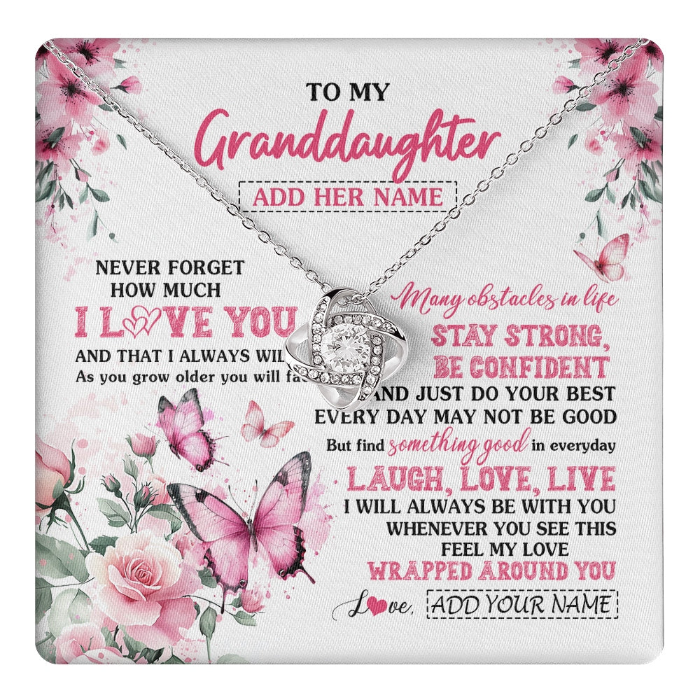 Love Knot Necklace 14K White Gold Finish | 1 | Personalized To My Granddaughter Gifts From Grandma Necklace I Love You Butterfly Birthday Gifts For Granddaughter Christmas Custom Gift Box Message Card | https://teecentury.