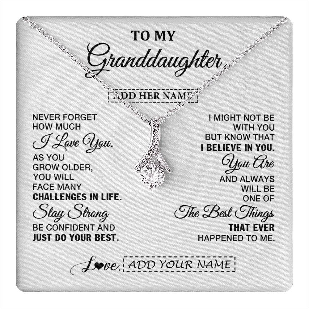 Alluring Beauty Necklace 14K White Gold Finish | 1 | Personalized To My Granddaughter Gifts From Grandma Necklace I Love You Thoughtful Keepsake Gift Granddaughter Birthday Christmas Custom Gift Box Message Card | https://teecentury.