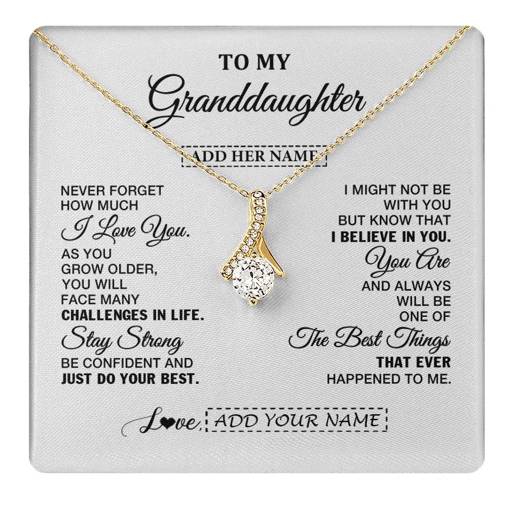 Alluring Beauty Necklace 18K Yellow Gold Finish | 1 | Personalized To My Granddaughter Gifts From Grandma Necklace I Love You Thoughtful Keepsake Gift Granddaughter Birthday Christmas Custom Gift Box Message Card | https://teecentury.