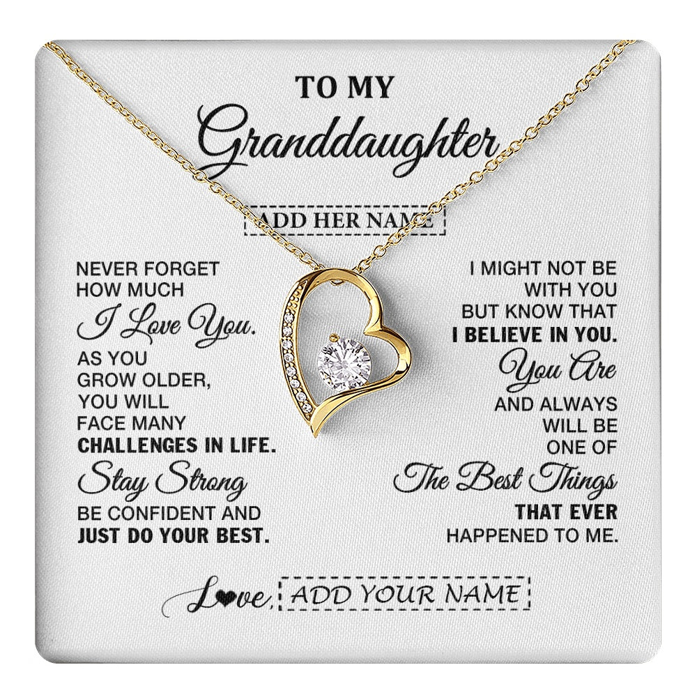 Forever Love Necklace 18K Yellow Gold Finish | 1 | Personalized To My Granddaughter Gifts From Grandma Necklace I Love You Thoughtful Keepsake Gift Granddaughter Birthday Christmas Custom Gift Box Message Card | https://teecentury.