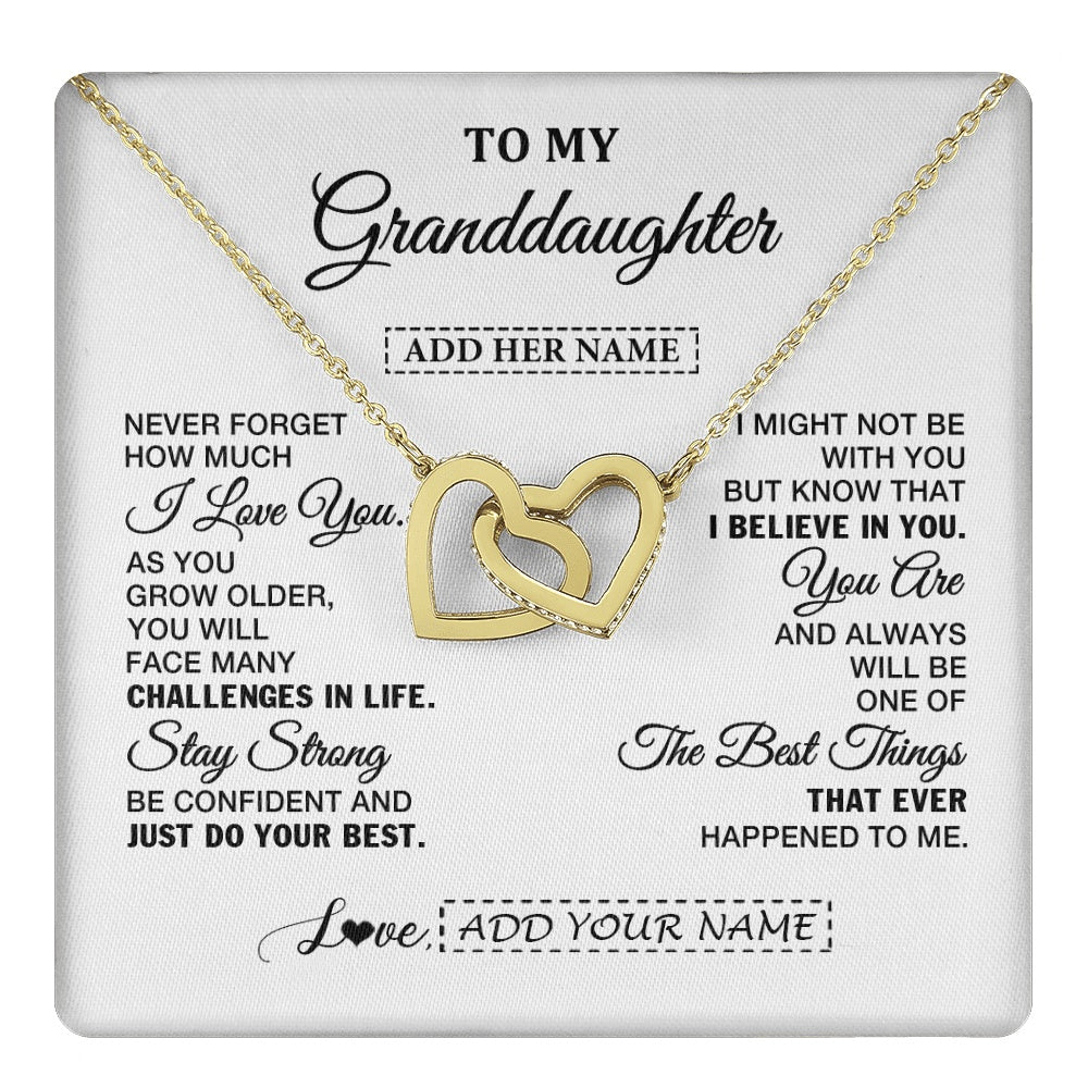 Interlocking Hearts Necklace 18K Yellow Gold Finish | 1 | Personalized To My Granddaughter Gifts From Grandma Necklace I Love You Thoughtful Keepsake Gift Granddaughter Birthday Christmas Custom Gift Box Message Card | https://teecentury.
