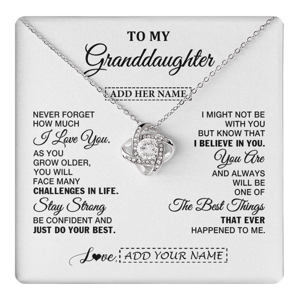 Love Knot Necklace 14K White Gold Finish | 1 | Personalized To My Granddaughter Gifts From Grandma Necklace I Love You Thoughtful Keepsake Gift Granddaughter Birthday Christmas Custom Gift Box Message Card | https://teecentury.