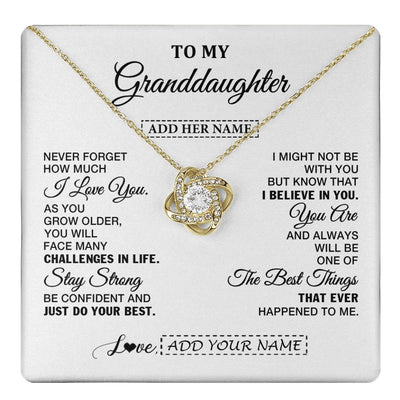 Love Knot Necklace 18K Yellow Gold Finish | 1 | Personalized To My Granddaughter Gifts From Grandma Necklace I Love You Thoughtful Keepsake Gift Granddaughter Birthday Christmas Custom Gift Box Message Card | https://teecentury.