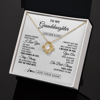 Love Knot Necklace 18K Yellow Gold Finish | 2 | Personalized To My Granddaughter Gifts From Grandma Necklace I Love You Thoughtful Keepsake Gift Granddaughter Birthday Christmas Custom Gift Box Message Card | https://teecentury.