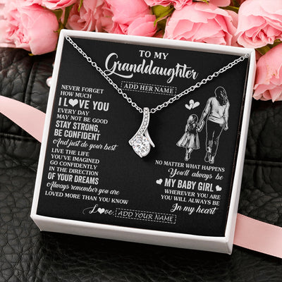Alluring Beauty Necklace 14K White Gold Finish | 2 | Personalized To My Granddaughter Gifts From Grandma Necklace Never Forget How Much I Love You Granddaughter Birthday Graduation Christmas Gift Box Message Card | https://teecentury.
