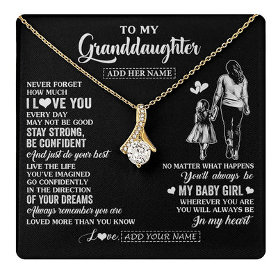 Alluring Beauty Necklace 18K Yellow Gold Finish | 1 | Personalized To My Granddaughter Gifts From Grandma Necklace Never Forget How Much I Love You Granddaughter Birthday Graduation Christmas Gift Box Message Card | https://teecentury.