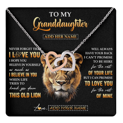 Interlocking Hearts Necklace Stainless Steel & Rose Gold Finish | 1 | Personalized To My Granddaughter Gifts From Grandma Necklace Old Lion Love You Granddaughter Birthday Gifts Graduation Christmas Custom Gift Box Message Card | teecentury.myshopify