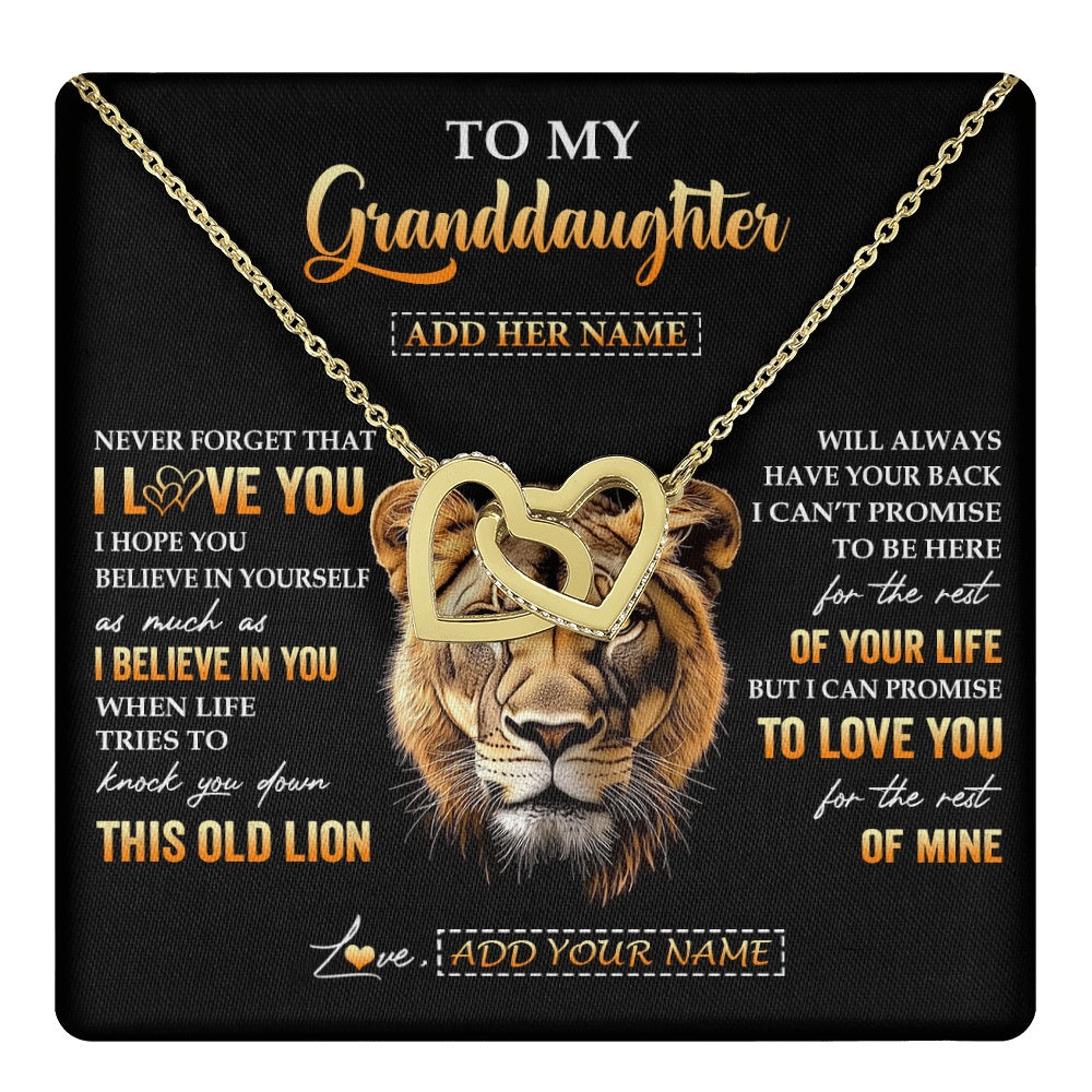 Interlocking Hearts Necklace 18K Yellow Gold Finish | 1 | Personalized To My Granddaughter Gifts From Grandma Necklace Old Lion Love You Granddaughter Birthday Gifts Graduation Christmas Custom Gift Box Message Card | teecentury.myshopify