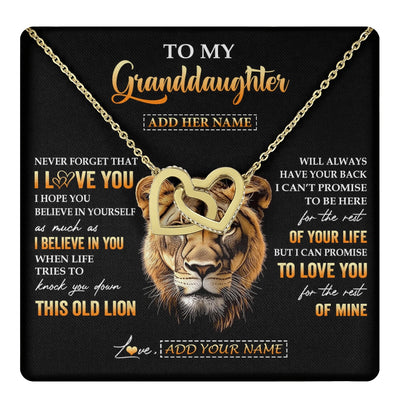 Interlocking Hearts Necklace 18K Yellow Gold Finish | 1 | Personalized To My Granddaughter Gifts From Grandma Necklace Old Lion Love You Granddaughter Birthday Gifts Graduation Christmas Custom Gift Box Message Card | teecentury.myshopify