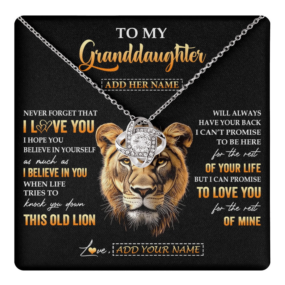 Love Knot Necklace 14K White Gold Finish | 1 | Personalized To My Granddaughter Gifts From Grandma Necklace Old Lion Love You Granddaughter Birthday Gifts Graduation Christmas Custom Gift Box Message Card | teecentury.myshopify