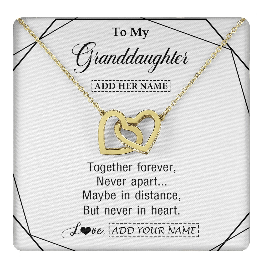 Interlocking Hearts Necklace 18K Yellow Gold Finish | 1 | Personalized To My Granddaughter Gifts From Grandma Necklace Together Forever With Heartfelt Message Granddaughter Birthday Christmas Gift Box Message Card | https://teecentury.