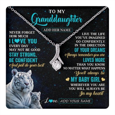 Alluring Beauty Necklace 14K White Gold Finish | 1 | Personalized To My Granddaughter Gifts From Grandma Necklace White Tiger Never Forget How Much I Love You Granddaughter Birthday Gift Box Message Card | teecentury.myshopify