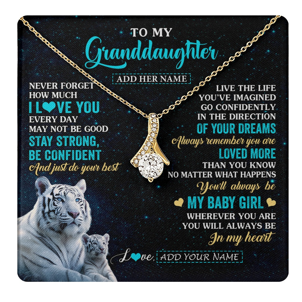 Alluring Beauty Necklace 18K Yellow Gold Finish | 1 | Personalized To My Granddaughter Gifts From Grandma Necklace White Tiger Never Forget How Much I Love You Granddaughter Birthday Gift Box Message Card | teecentury.myshopify
