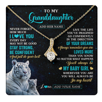 Alluring Beauty Necklace 18K Yellow Gold Finish | 1 | Personalized To My Granddaughter Gifts From Grandma Necklace White Tiger Never Forget How Much I Love You Granddaughter Birthday Gift Box Message Card | teecentury.myshopify