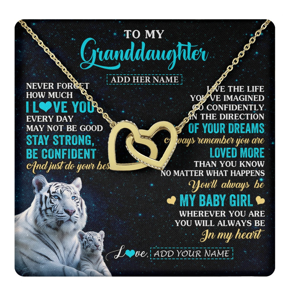 Interlocking Hearts Necklace 18K Yellow Gold Finish | 1 | Personalized To My Granddaughter Gifts From Grandma Necklace White Tiger Never Forget How Much I Love You Granddaughter Birthday Gift Box Message Card | teecentury.myshopify
