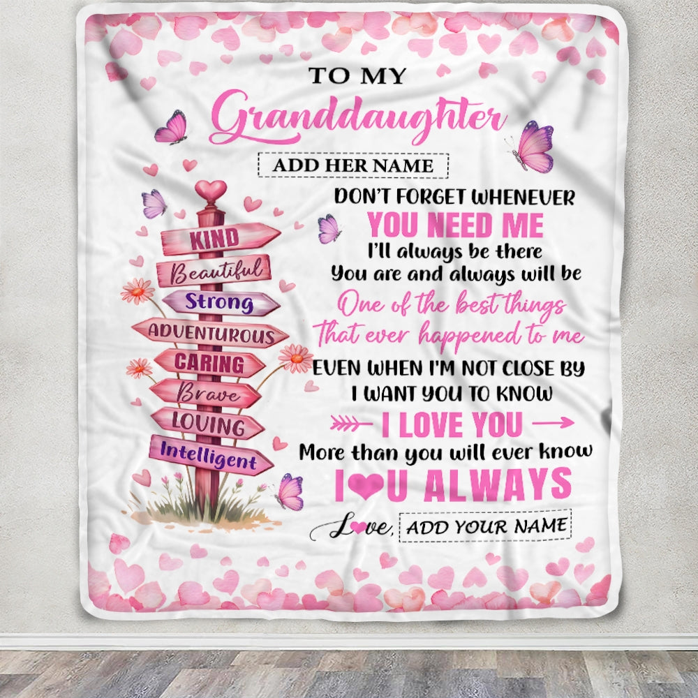 Personalized To My Granddaughter Gifts From Grandma Papa Blanket Kind Beautiful Birthday Gifts For Granddaughter Valentines Graduation Christmas Fleece Blanket | teecentury