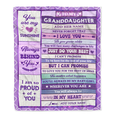 Personalized To My Granddaughter Gifts From Grandma Wood Blanket Butterfly Sunshine In My HeartCustom Gift For Granddaughter Birthday Christmas Fleece Blanket | teecentury