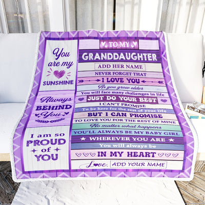 Personalized To My Granddaughter Gifts From Grandma Wood Blanket Butterfly Sunshine In My HeartCustom Gift For Granddaughter Birthday Christmas Fleece Blanket | teecentury