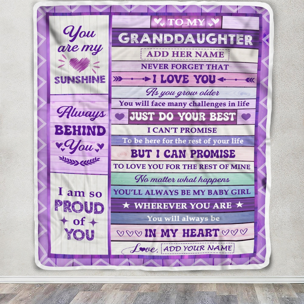 Personalized To My Granddaughter Gifts From Grandma Wood Blanket Butterfly Sunshine In My HeartCustom Gift For Granddaughter Birthday Christmas Fleece Blanket | teecentury