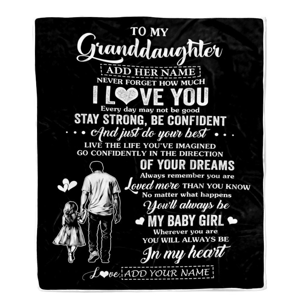 Personalized To My Granddaughter Gifts From Grandpa Blanket Never Forget How Much I Love You Granddaughter Birthday Graduation Christmas Fleece Throw Blanket | teecentury