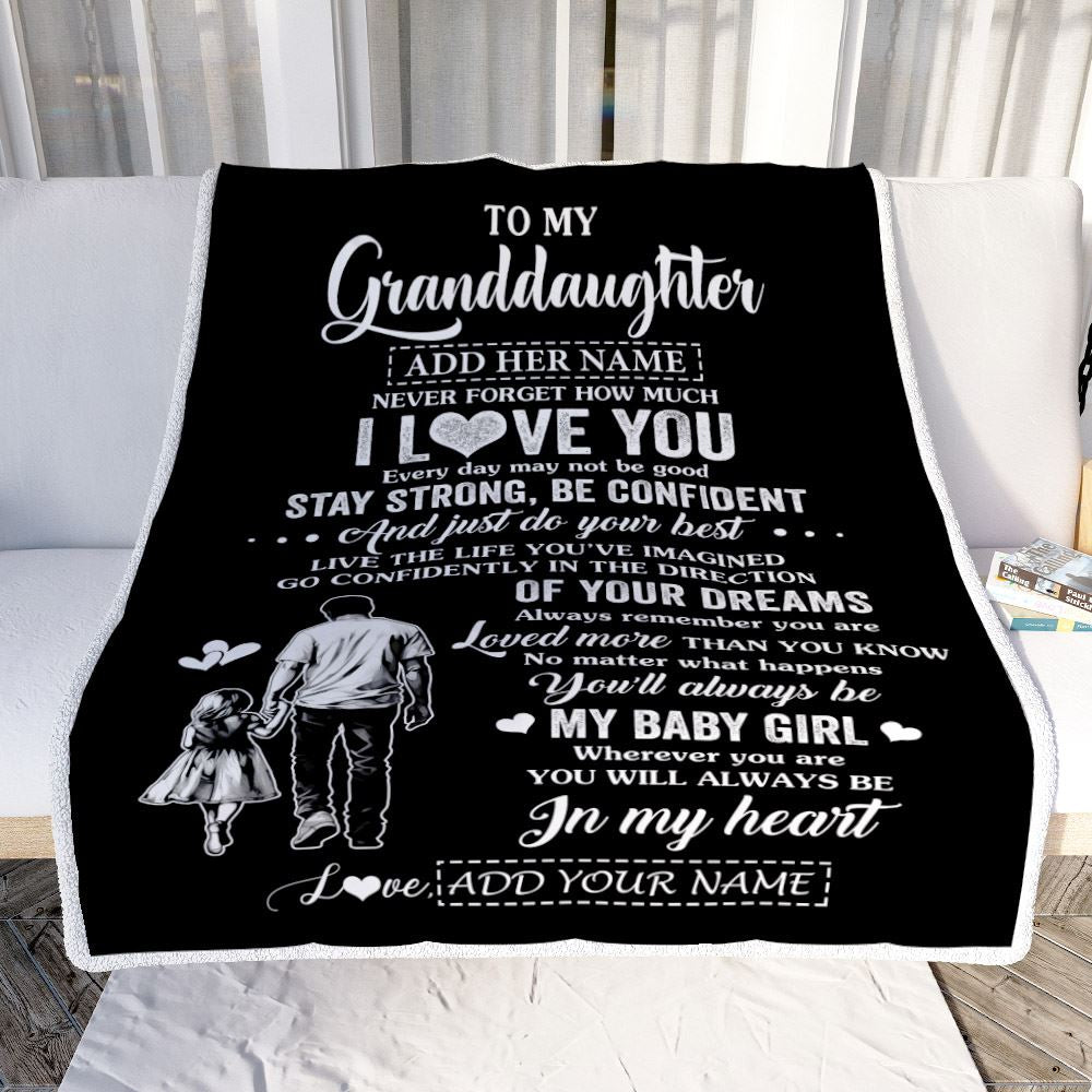 Personalized To My Granddaughter Gifts From Grandpa Blanket Never Forget How Much I Love You Granddaughter Birthday Graduation Christmas Fleece Throw Blanket | teecentury