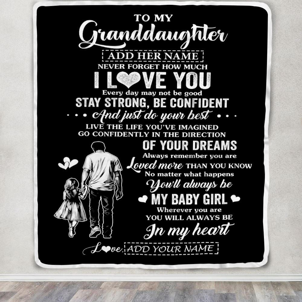 Personalized To My Granddaughter Gifts From Grandpa Blanket Never Forget How Much I Love You Granddaughter Birthday Graduation Christmas Fleece Throw Blanket | teecentury