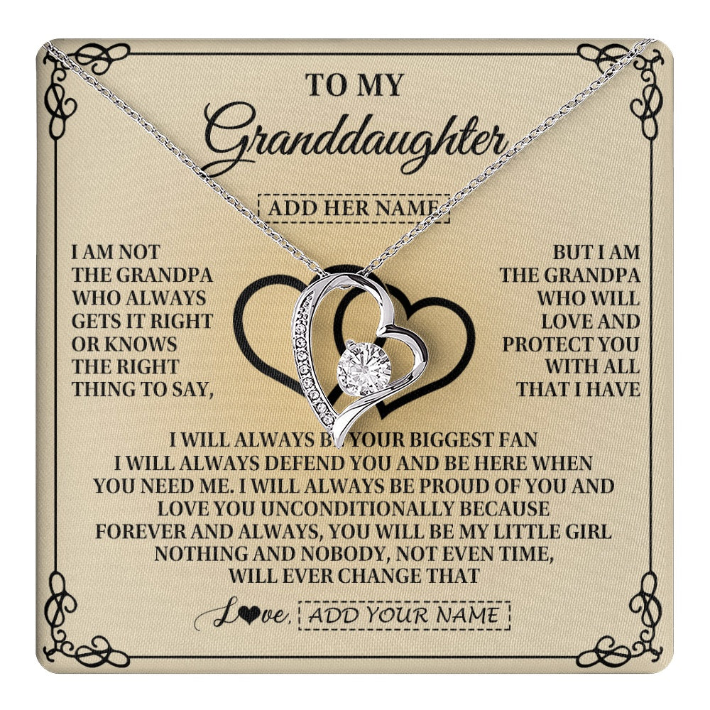 Forever Love Necklace 14K White Gold Finish | 1 | Personalized To My Granddaughter Gifts From Grandpa Granddaughter Birthday Gifts Jewelry Women Granddaughter Pendant Necklace Christmas Gift Box Message Card | teecentury.myshopify