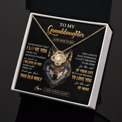 Love Knot Necklace 18K Yellow Gold Finish | 2 | Personalized To My Granddaughter Gifts From Grandpa Grandma Necklace Old Wolf Love You Granddaughter Birthday Gifts Graduation Christmas Gift Box Message Card | teecentury