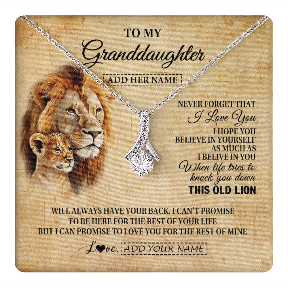 Alluring Beauty Necklace 14K White Gold Finish | 1 | Personalized To My Granddaughter Gifts From Grandpa Lion Necklace I Love You Granddaughter Birthday Gifts Graduation Christmas Custom Gift Box Message Card | teecentury.myshopify