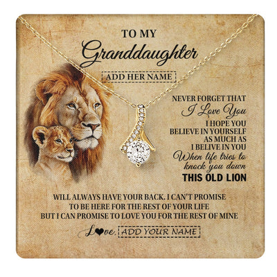 Alluring Beauty Necklace 18K Yellow Gold Finish | 1 | Personalized To My Granddaughter Gifts From Grandpa Lion Necklace I Love You Granddaughter Birthday Gifts Graduation Christmas Custom Gift Box Message Card | teecentury.myshopify