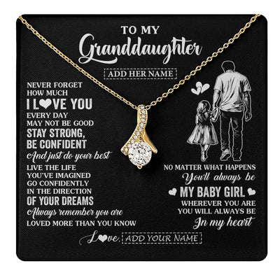 Alluring Beauty Necklace 18K Yellow Gold Finish | 1 | Personalized To My Granddaughter Gifts From Grandpa Necklace Never Forget How Much I Love You Granddaughter Birthday Graduation Christmas Gift Box Message Card | https://teecentury.