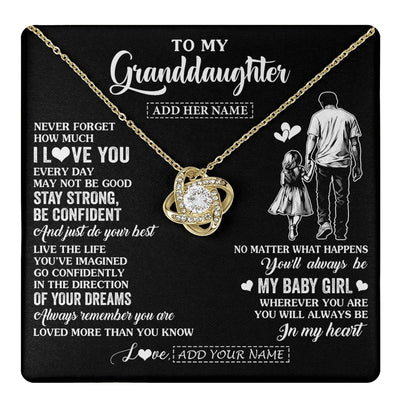 Love Knot Necklace 18K Yellow Gold Finish | 1 | Personalized To My Granddaughter Gifts From Grandpa Necklace Never Forget How Much I Love You Granddaughter Birthday Graduation Christmas Gift Box Message Card | https://teecentury.