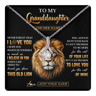 Alluring Beauty Necklace 14K White Gold Finish | 1 | Personalized To My Granddaughter Gifts From Grandpa Necklace Old Lion Love You Granddaughter Birthday Gifts Graduation Christmas Custom Gift Box Message Card | teecentury.myshopify