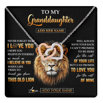 Interlocking Hearts Necklace Stainless Steel & Rose Gold Finish | 1 | Personalized To My Granddaughter Gifts From Grandpa Necklace Old Lion Love You Granddaughter Birthday Gifts Graduation Christmas Custom Gift Box Message Card | teecentury.myshopify