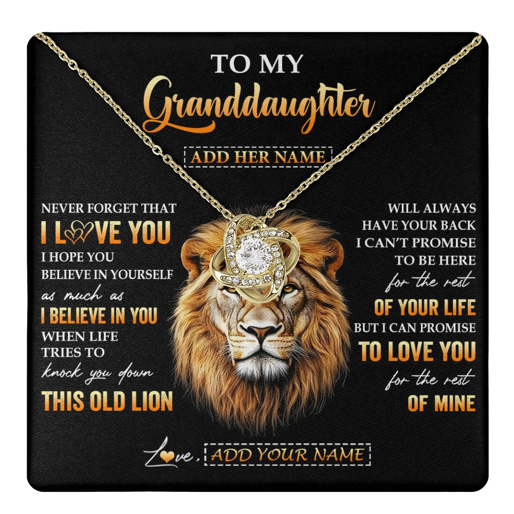 Love Knot Necklace 18K Yellow Gold Finish | 1 | Personalized To My Granddaughter Gifts From Grandpa Necklace Old Lion Love You Granddaughter Birthday Gifts Graduation Christmas Custom Gift Box Message Card | teecentury.myshopify