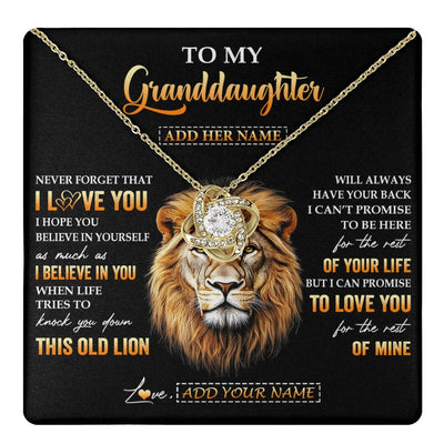 Love Knot Necklace 18K Yellow Gold Finish | 1 | Personalized To My Granddaughter Gifts From Grandpa Necklace Old Lion Love You Granddaughter Birthday Gifts Graduation Christmas Custom Gift Box Message Card | teecentury.myshopify